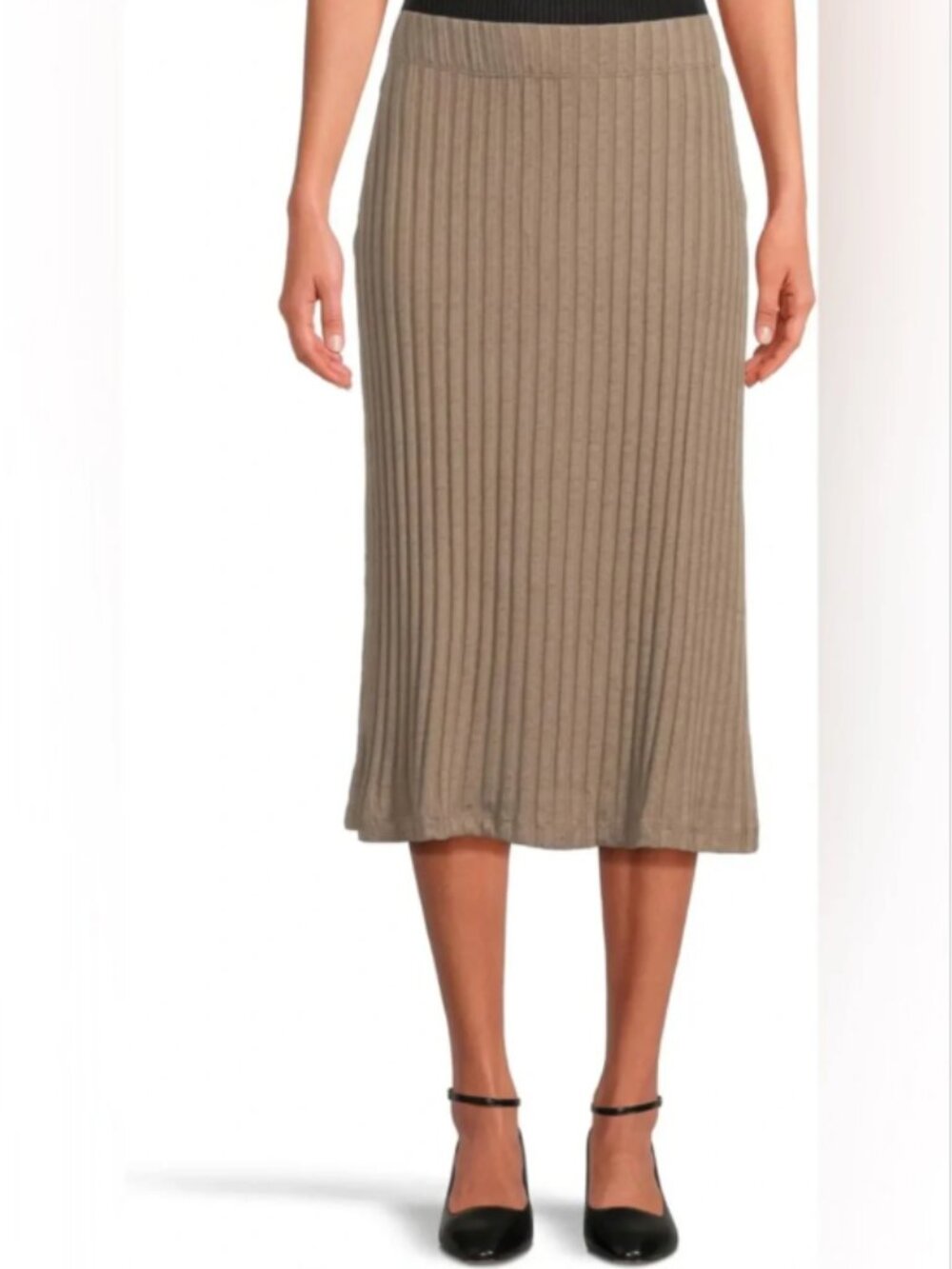 Michael Stars Shania Midi Skirt‎ Ribbed Knit Midi Skirt Taupe L
